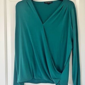 Banana Republic Teal Draped Wrap Blouse